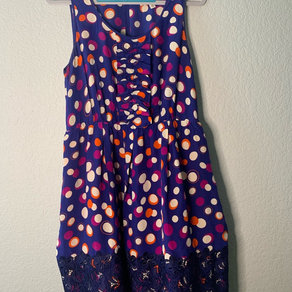Moulinette Soeurs Blue, Purple and Orange Polka Dot Dress